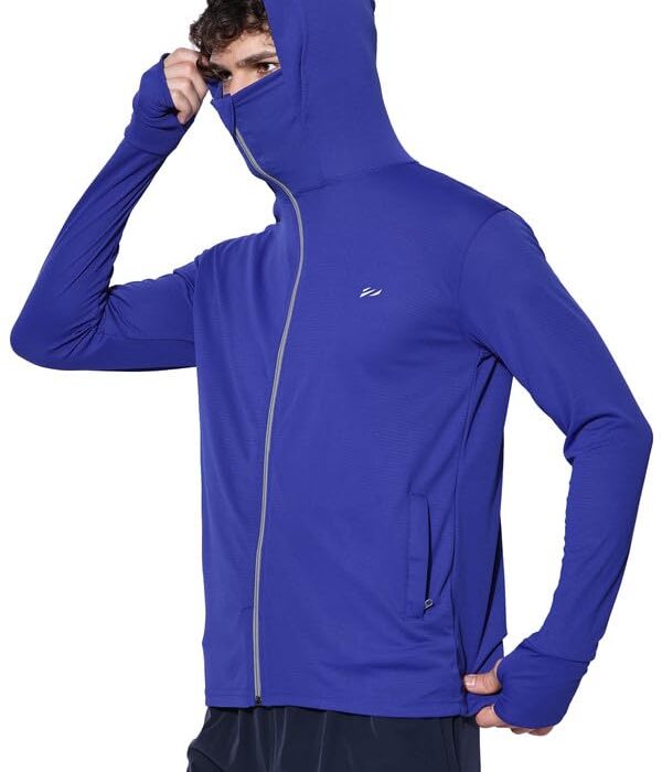 BLUE TYGA Men's Nylon Blend Standard Length Sunscreen Jacket 2.0 - Advanced Protection from Sun & Pollution - UPF 50+ Protection Imperial Blue Small