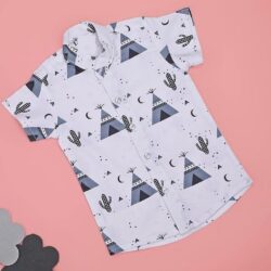 Vikita Enterprise dimension Kids Boy's Printed Cotton Blend,Hosiery Short Sleeve Regular Wear Shirt & Shorts Set (V_E_1019 White&Blue 2-3 Year) - Image 5