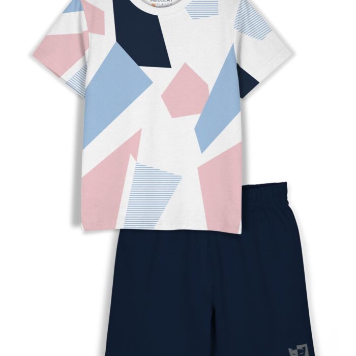 HELLCAT Boys Dress Clothing Set Combo with Tshirts & Shorts - Pack 1 White6 9-10 Years