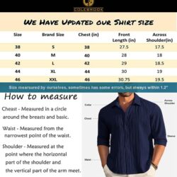 CB-COLEBROOK Men's Casual Button Down Shirts Long Sleeve Linen Shirt Fashion Textured Beach Summer Shirt (in, Alpha, L, Regular, Navy Blue) - Image 2