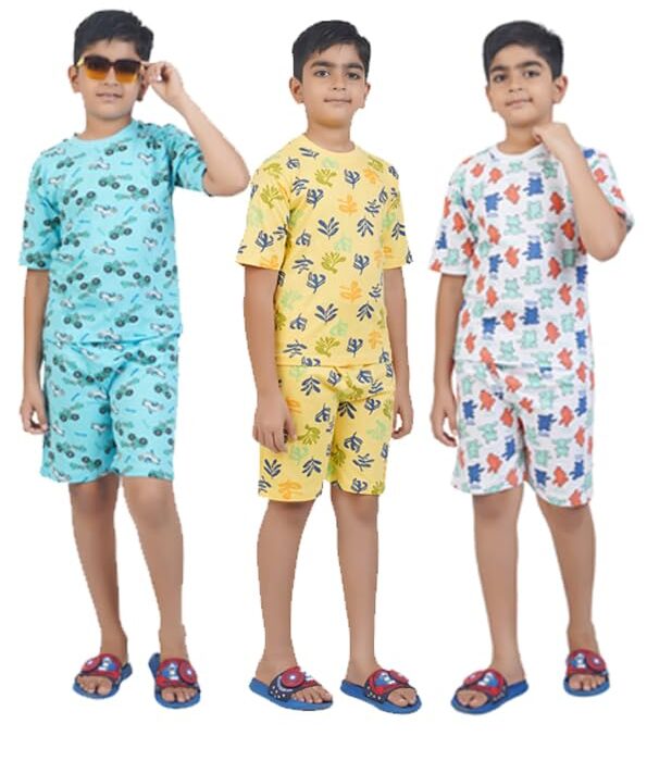 T2F Boys Tshirt and Shorts Set (Pack of 3)(BYS-TSRT-SHRTS-01_Multicolor_5-6 yrs)
