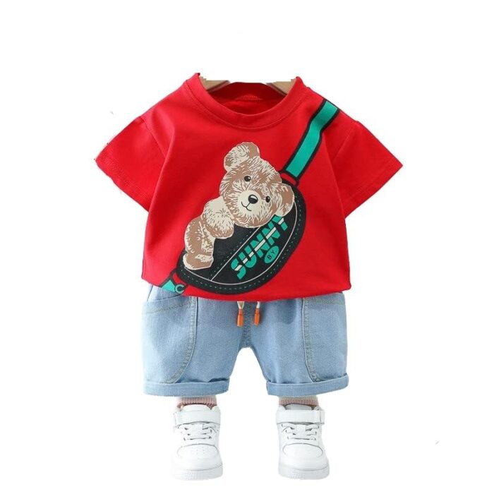 Googo Gaaga Boy's Cotton Solid Full Sleeves Sweatshirt with Pant Set in Red Color (15-18 Months)