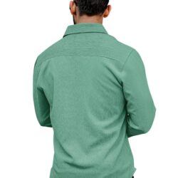 Men's Regular Fit Poly Popcorn Casual Shirt Green - Image 6