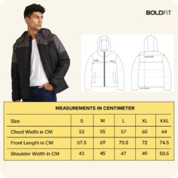 Boldfit Men's Quilted Polyester Standard Length Jacket Monsoon Winter Wear Hooded Winter Padded Bomber Full Sleeve Jacket Black Grey XL - Image 3