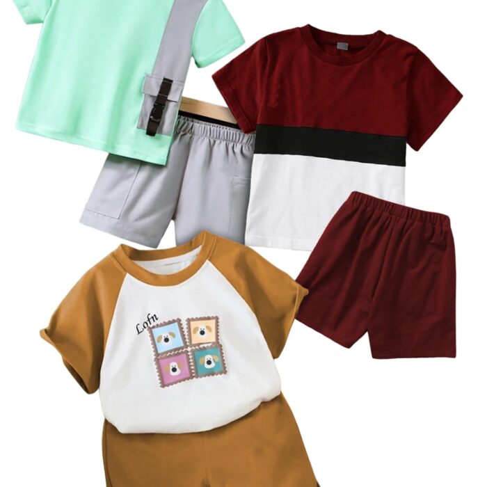 KIDIS LAND Cotton Clothing Sets for Baby Boys & Baby Girls Kids Clothes for boys kids clothes for girls Printed Kids Clothing Sets (KDST73CG-KDST28MR-14-KDST95CP)