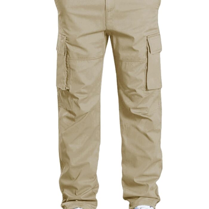 Leriya Fashion Loose Baggy Mid Rise Cargo Pant Trouser for Men (LF-TP-1064_Khaki_Medium)