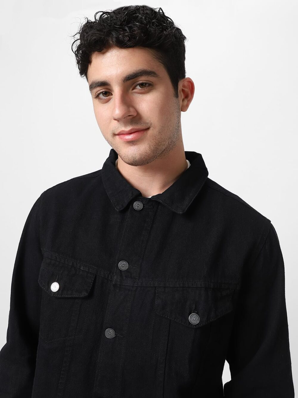 Urbano Fashion Men's Black Solid Regular Fit Washed Full Sleeve Denim Jacket (jakt-denim-black-l) - Image 3