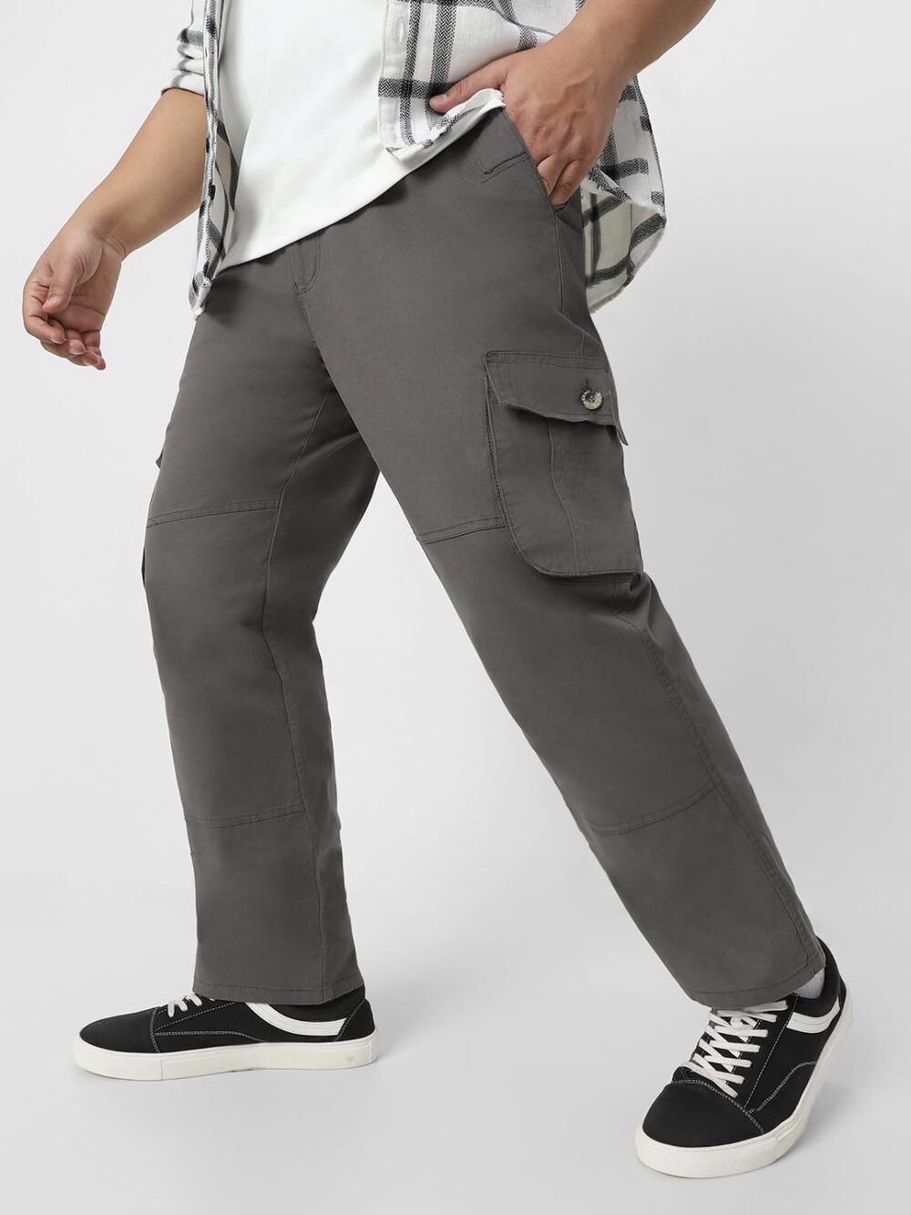 Urbano Plus Men's Dark Grey Regular Fit Solid Cargo Chino Pant with 6 Pockets (pluschicargop-09-dgrey-44) - Image 6