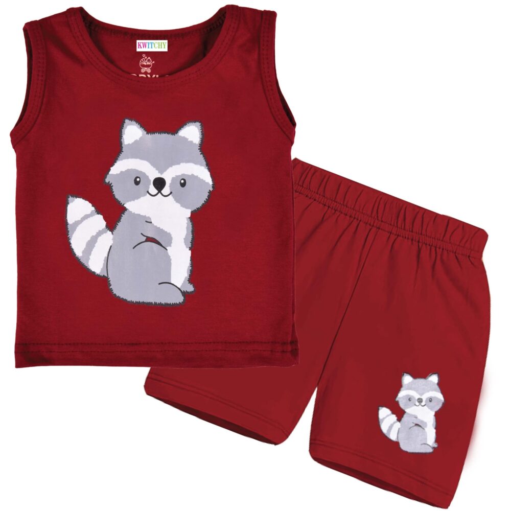 Kwitchy Boy's T-Shirt & Shorts Set New Born Baby Clothes | Kids Clothing | Dress | Sleeveless T Shirts | Cotton Shorts | Casual Kids Wear (2-3 Years, Maroon) - Image 9