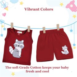 Kwitchy Boy's T-Shirt & Shorts Set New Born Baby Clothes | Kids Clothing | Dress | Sleeveless T Shirts | Cotton Shorts | Casual Kids Wear (2-3 Years, Maroon) - Image 3