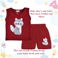 Kwitchy Boy's T-Shirt & Shorts Set New Born Baby Clothes | Kids Clothing | Dress | Sleeveless T Shirts | Cotton Shorts | Casual Kids Wear (2-3 Years, Maroon) - Image 5