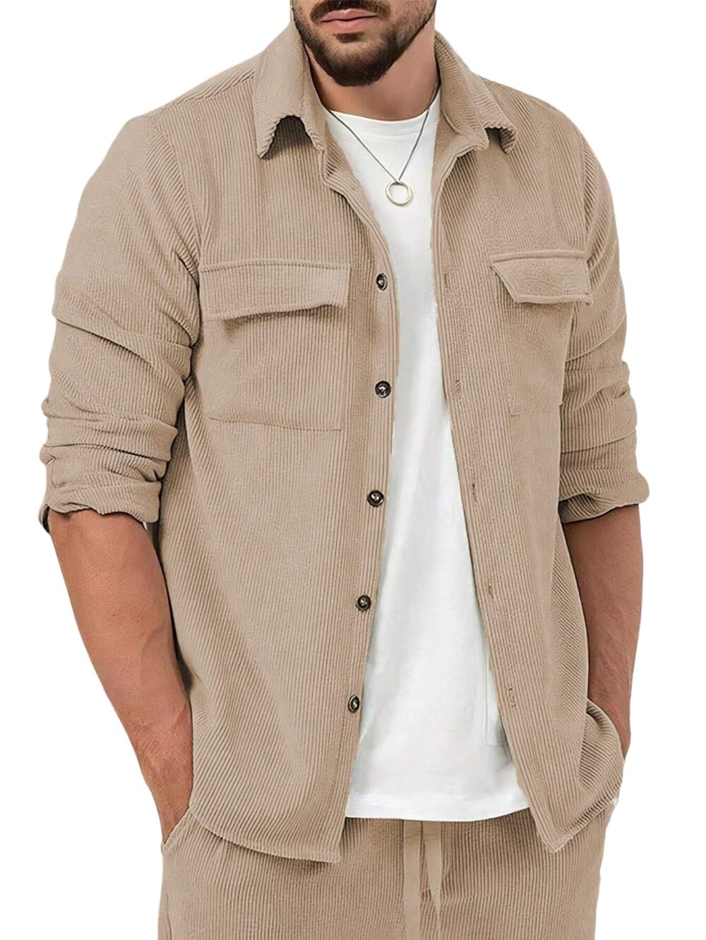Lymio Regular Fit Casual Shirt for Men|| Shirt for Men|| Men Stylish Shirt (Rib-Shirt) (L, Khakhi)