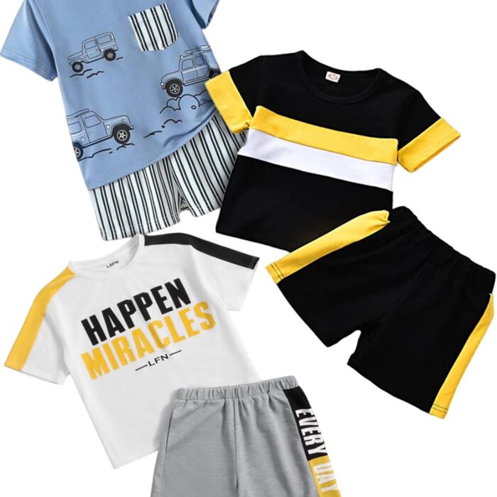 KIDIS LAND Cotton Clothing Sets for Baby Boys & Baby Girls Kids Clothes for boys kids clothes for girls Printed Kids Clothing Sets (KDST85SB-KDST33MT-14-KDST91WH)