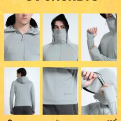 FABSPORTS Men's UV Protection Sun Screen Jacket, Full Zip Sun Protection Clothing, Lightweight with UPF 50+ Protection for Outdoors, with Pockets, Sun Protective Clothing for Men - Image 8