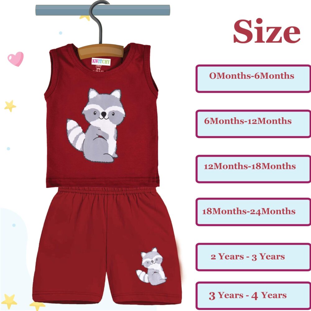 Kwitchy Boy's T-Shirt & Shorts Set New Born Baby Clothes | Kids Clothing | Dress | Sleeveless T Shirts | Cotton Shorts | Casual Kids Wear (2-3 Years, Maroon) - Image 4