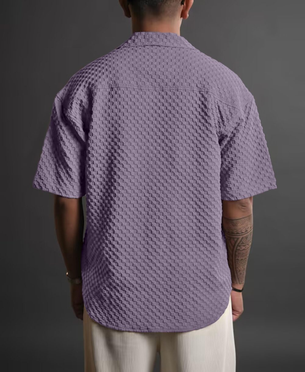 NexaFlair Casual Shirt for Men|| Shirt for Men|| Men Stylish Shirt||Button Down Shirts Half Sleeve Bubble Fashion Textured Shirt (in, Alpha, M, Regular, Purple) - Image 5
