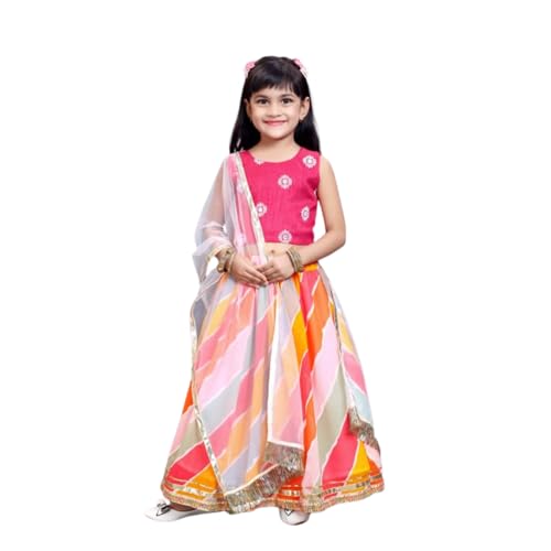 SHRITHI FASHION FAB New Fashionable Fully Stitched Fox Georgette Lehenga Choli Set With Matching Blouse. | ethnic wear for kids girls | traditional dress for kids girls | (Tanu-Rani-7-8 Years)