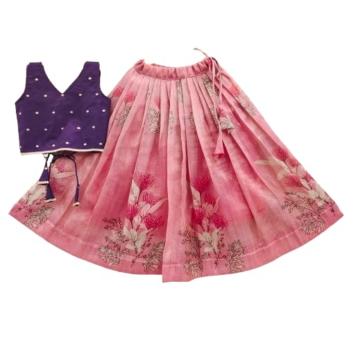 Gopi Enterprises Latest Printed Georgette Lehenga Choli For Kids Girls | Latest Lehenga Choli | ethnic wear | readymade traditional dress for kids girls (PINK, 7-8 Years)