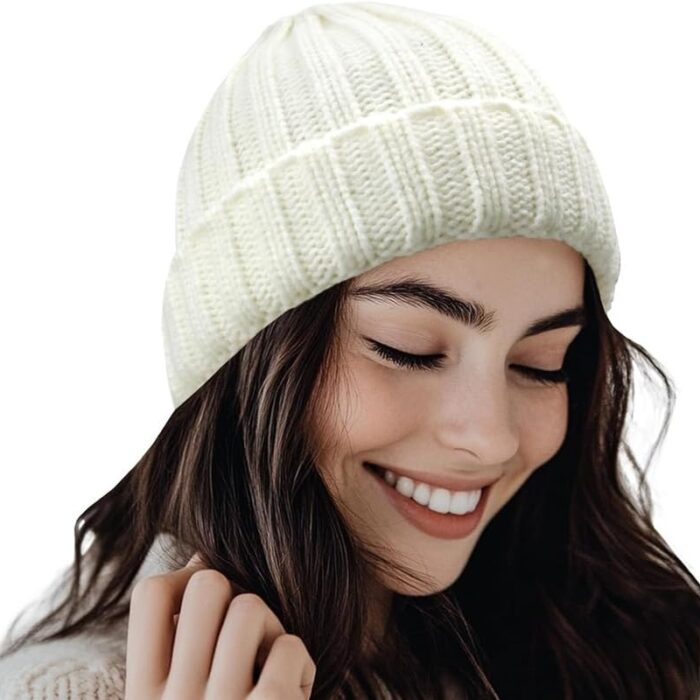 Richmen Women's Soft Knitted Winter Hat Fashion Casual Hats Men's Slouchy Long Beanie Skull Bonnet Cap for Unisex White