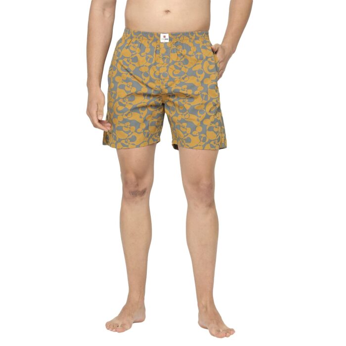 Underjeans Men's Cotton Classic Solid Boxer Shorts (Pack of 1) (UJNPBX0049041_Khaki