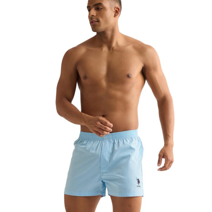 U.S. POLO ASSN. Men's Pure Cotton Classic Boxer Shorts (Pack of 1) (OEX04-PL_Sky Blue