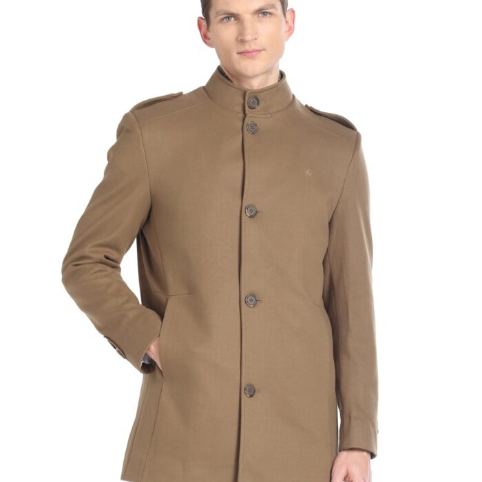 Arrow Men's Polyester Standard Length Trench Coat (ASAGJK4795_Brown, XL