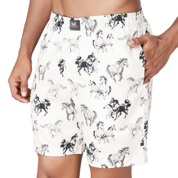 Macroman M-Series MW Signature Collection by Rohit Bal Premium 100% Cotton Mens Boxer Shorts Off White XX-Large MMS8855