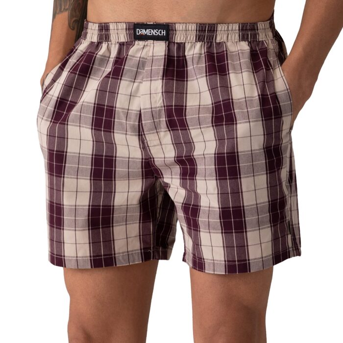DAMENSCH Men's Regular Fit Cotton Breeze Ultra - Light Printed Pack of 1 Boxer Shorts Cotton, Boxers for Men,Cotton Shorts for Men, Boxer Shorts for Men-Barca Maroon-L