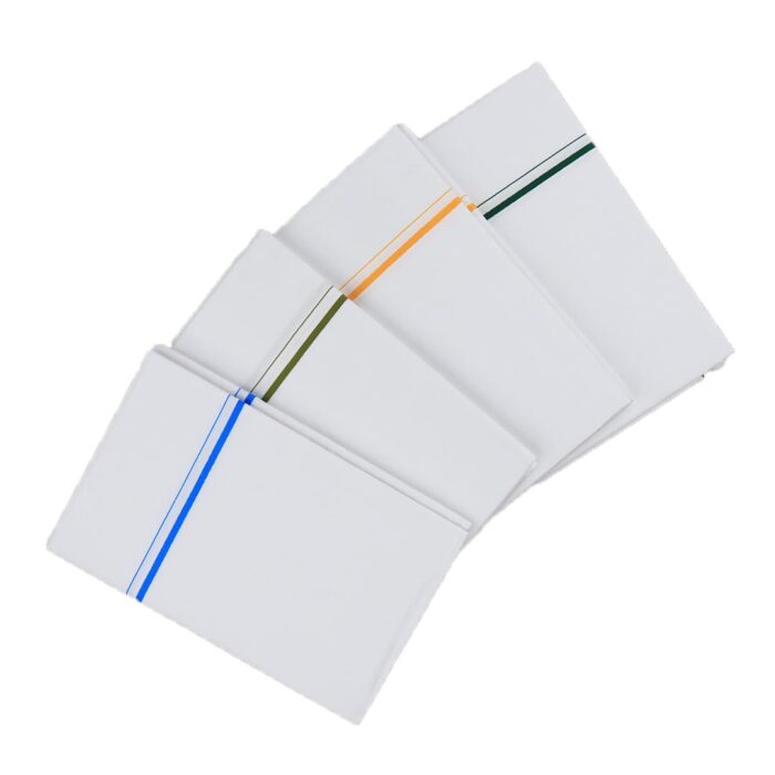 Ramraj Pack of 4 Men's Cotton Blend Single Layer Dhoti with Radiant Border (White; One Size)